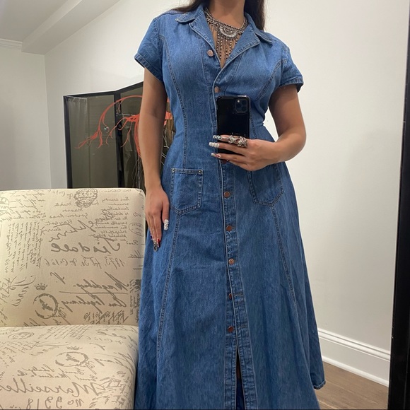 vintage denim maxi dress - Picture 3 of 7